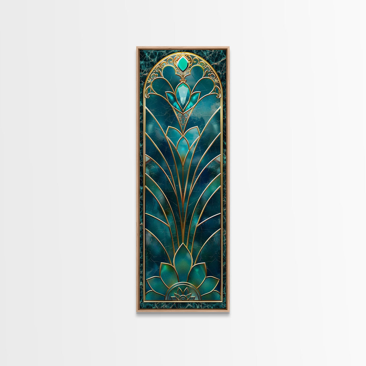 Art Deco Stained Glass Print, Framed Canvas