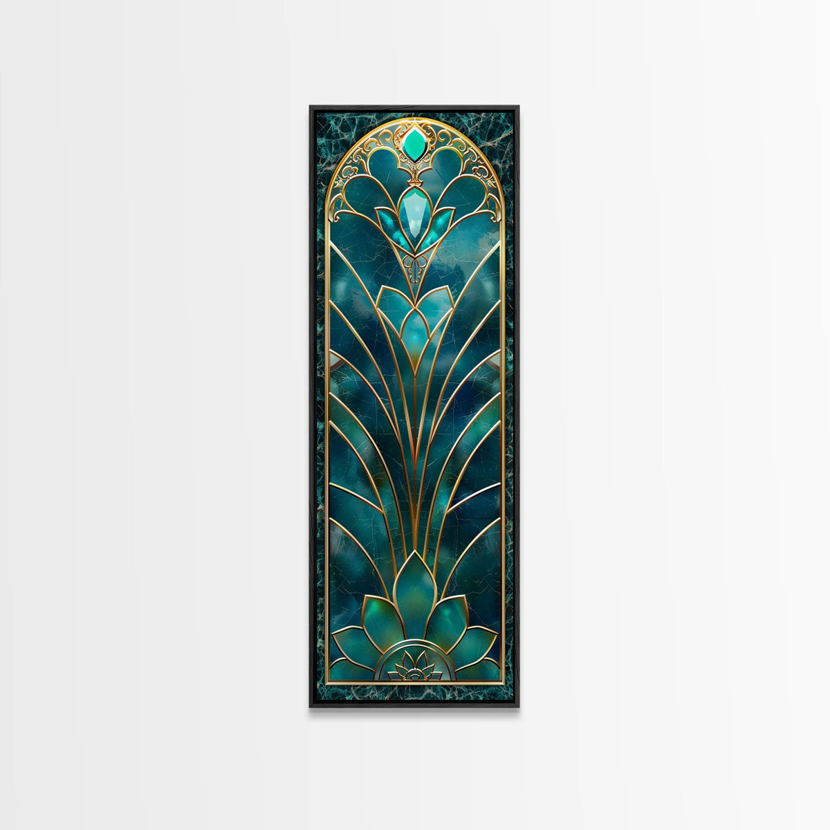 Art Deco Stained Glass Print, Framed Canvas