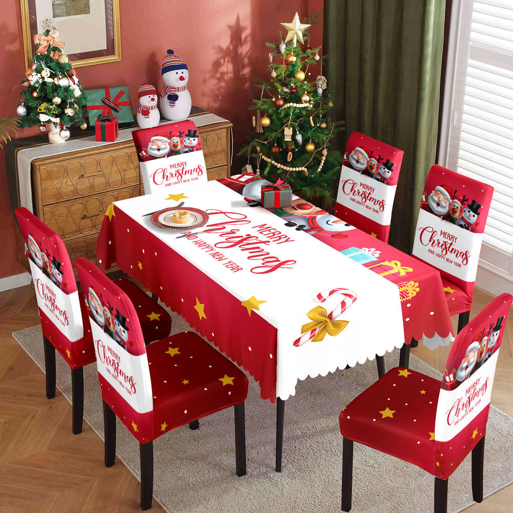 Christmas tablecloth,  elastic chair cover