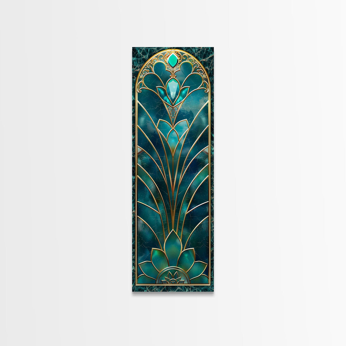 Art Deco Stained Glass Print, Framed Canvas