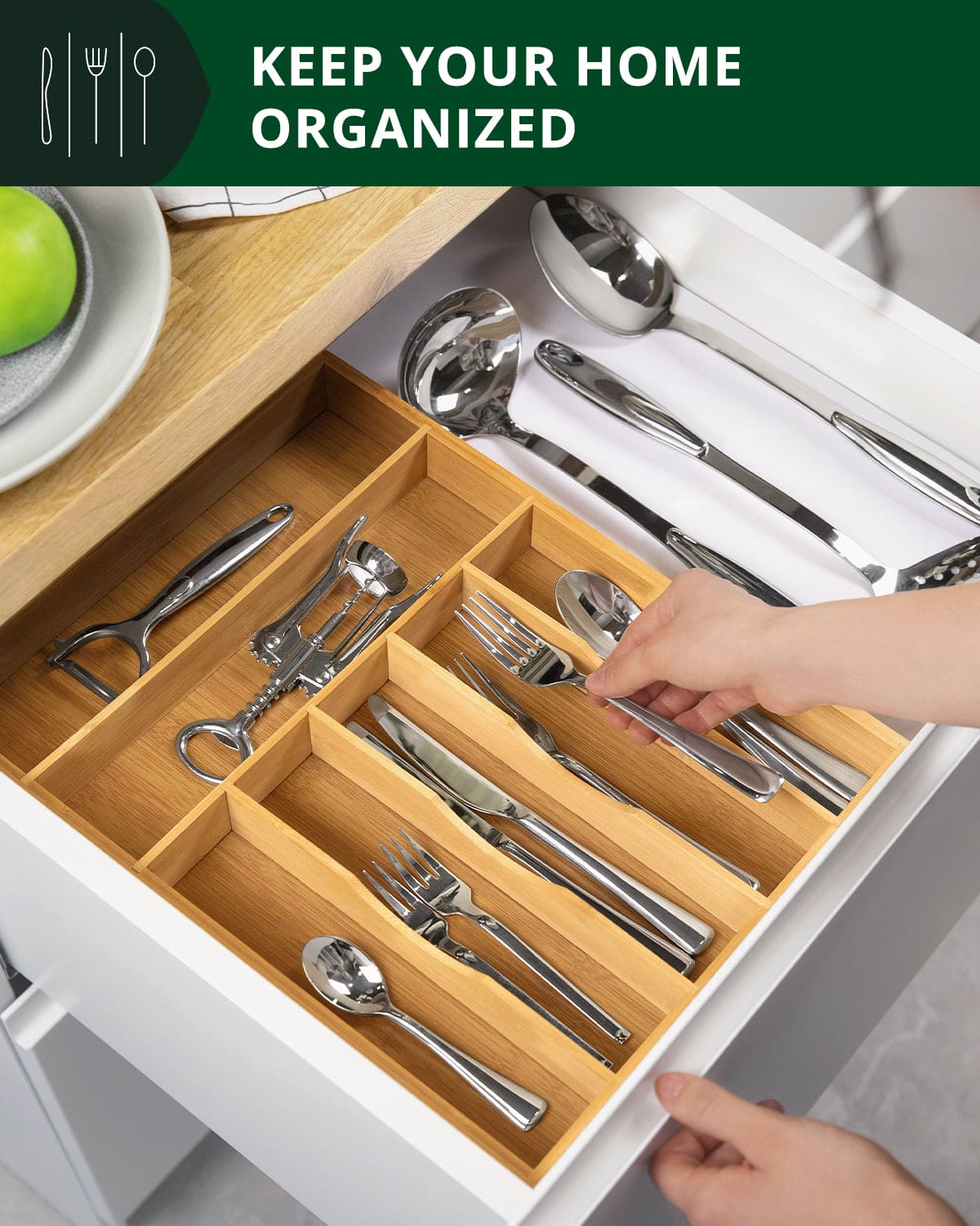 Basic Silverware Drawer Organizer, Natural