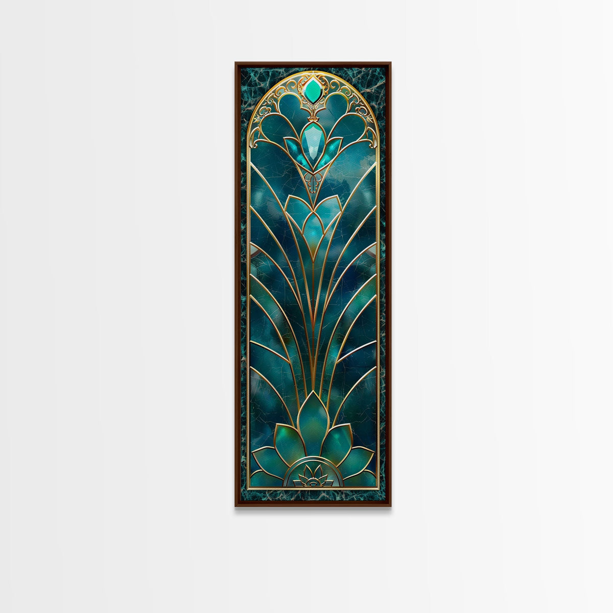 Art Deco Stained Glass Print, Framed Canvas