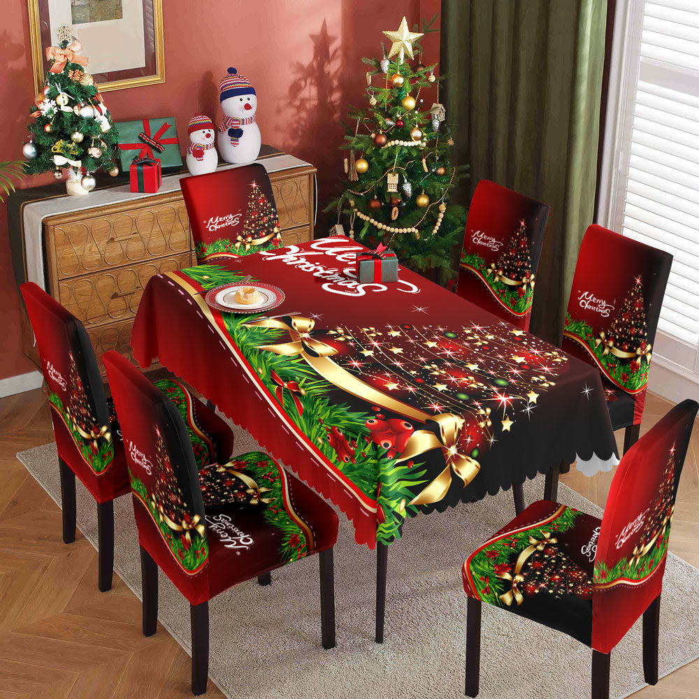 Christmas tablecloth,  elastic chair cover