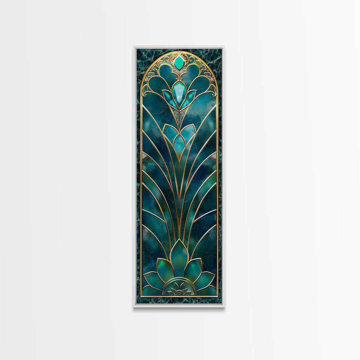 Art Deco Stained Glass Print, Framed Canvas