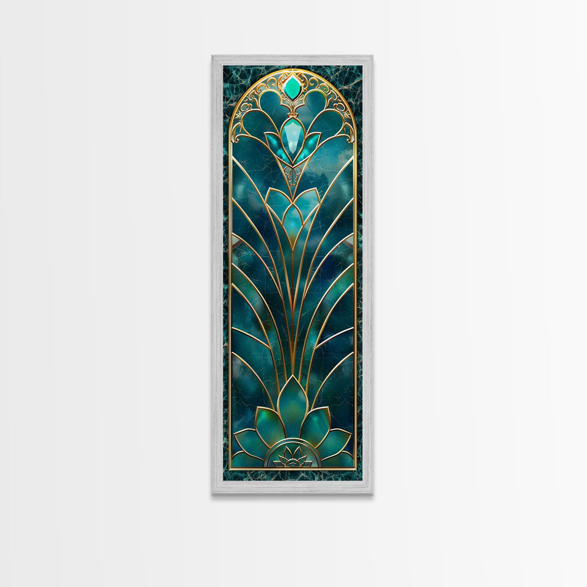 Art Deco Stained Glass Print, Framed Canvas