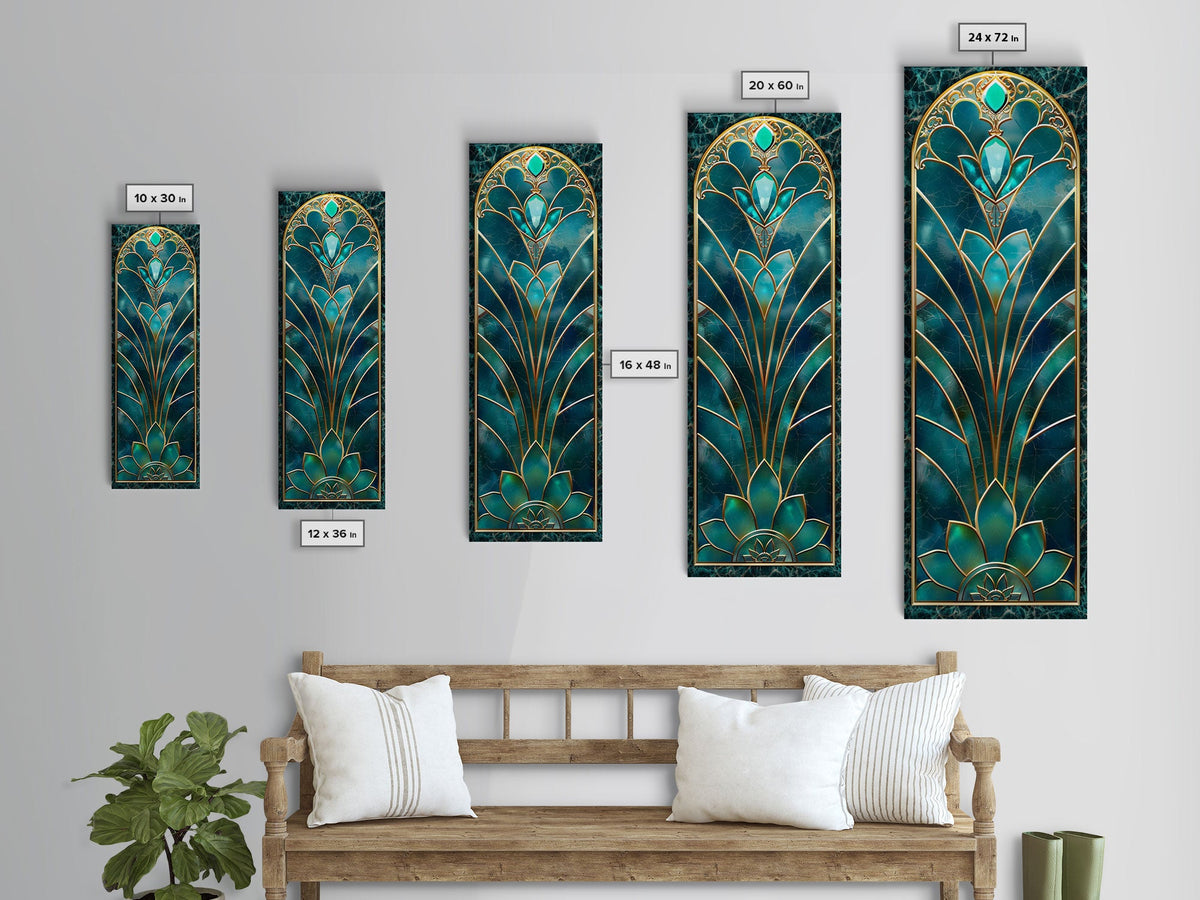 Art Deco Stained Glass Print, Framed Canvas