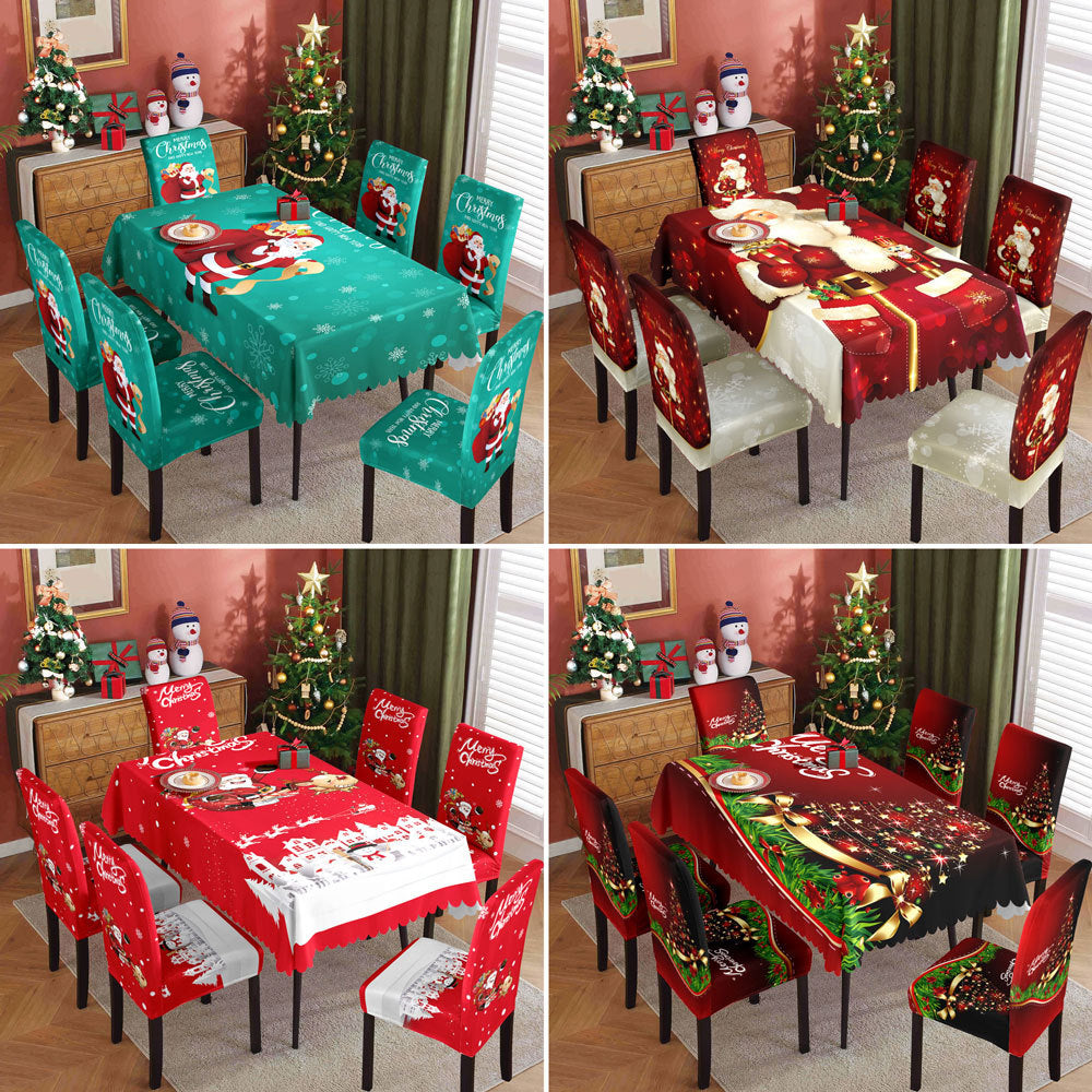 Christmas tablecloth,  elastic chair cover