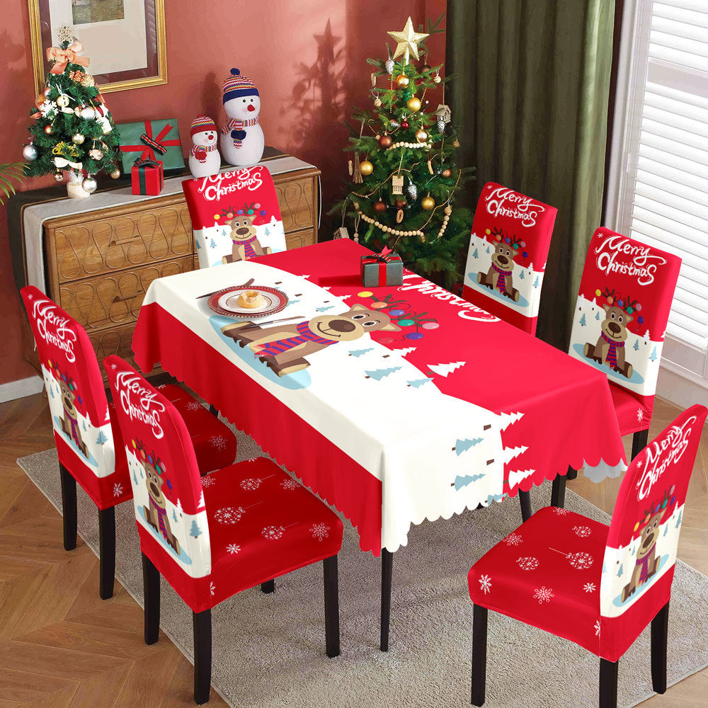 Christmas tablecloth,  elastic chair cover