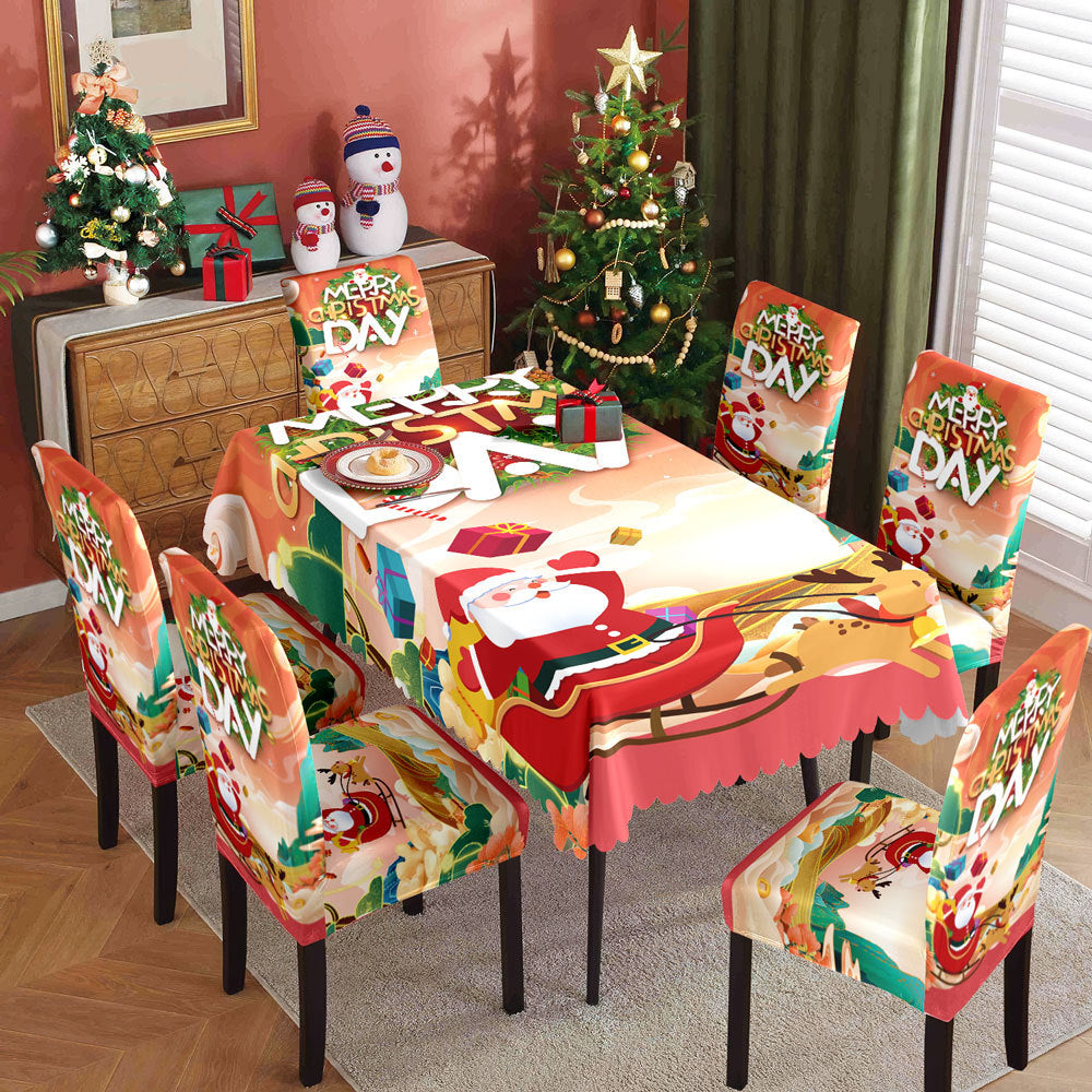 Christmas tablecloth,  elastic chair cover