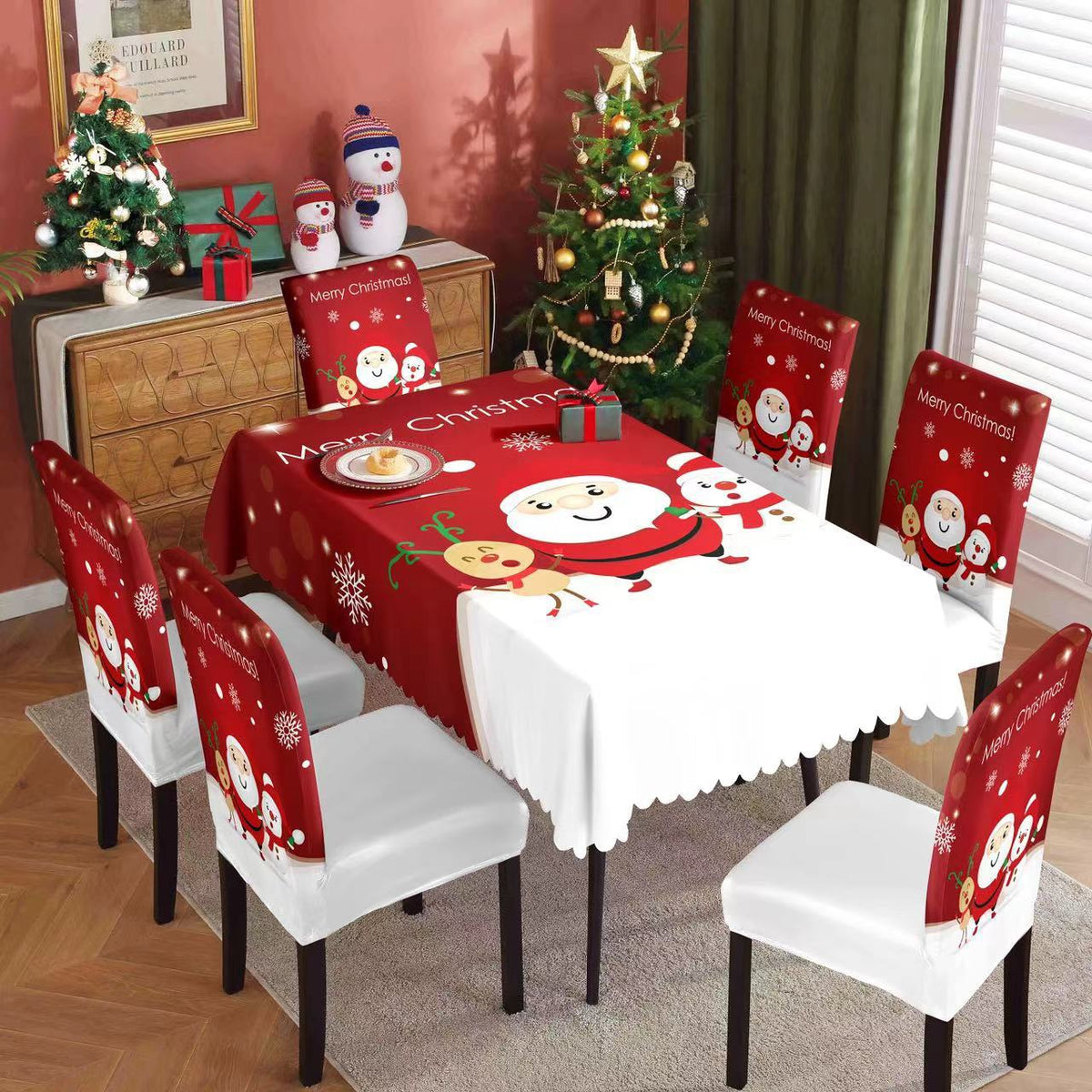 Christmas tablecloth,  elastic chair cover