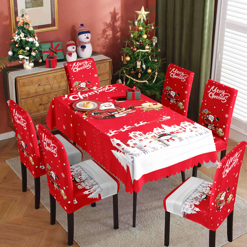 Christmas tablecloth,  elastic chair cover
