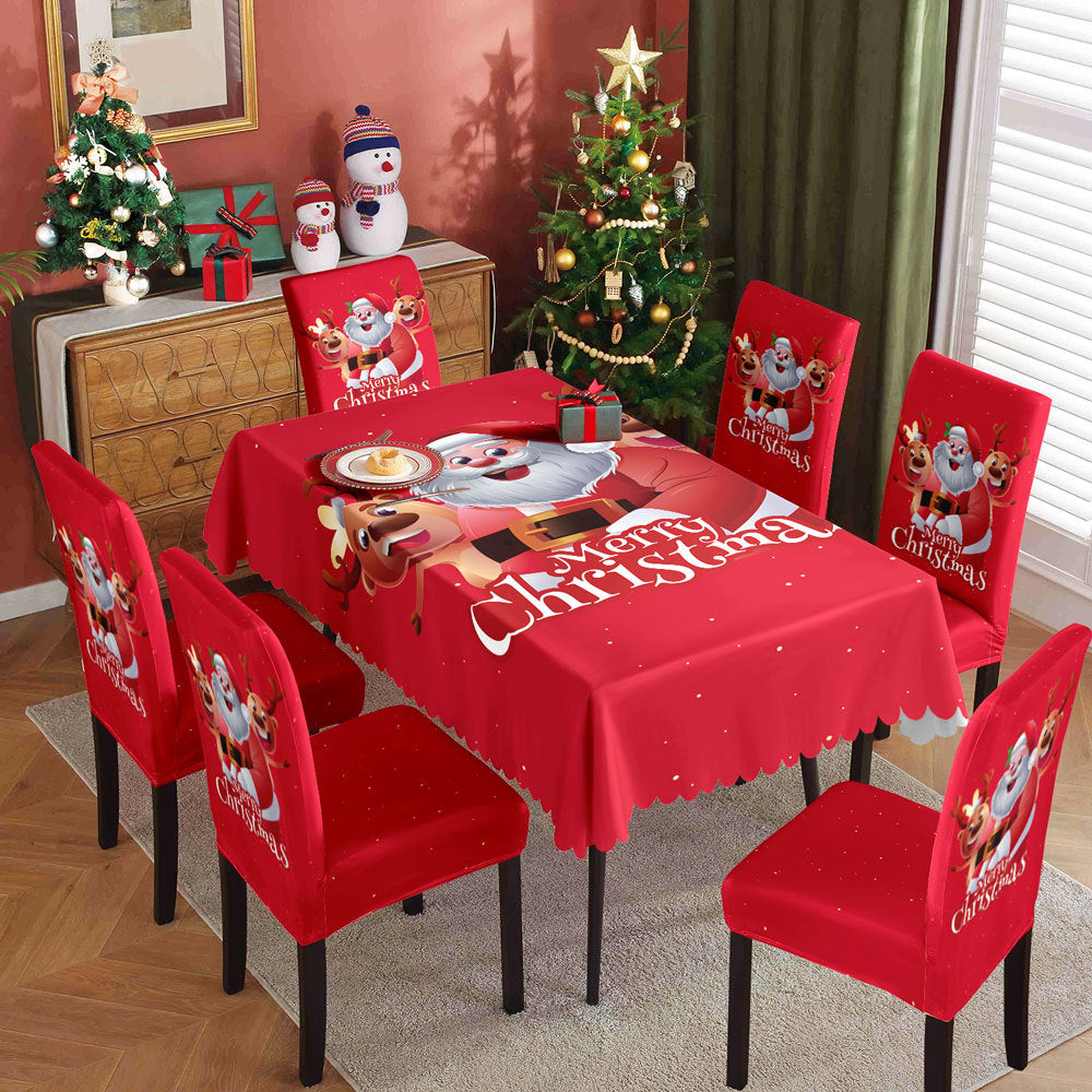 Christmas tablecloth,  elastic chair cover