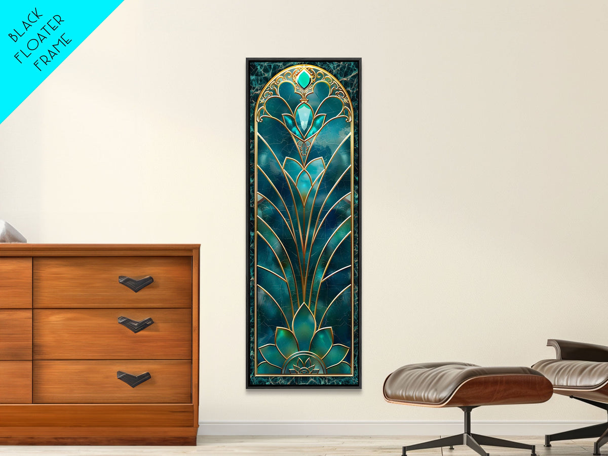 Art Deco Stained Glass Print, Framed Canvas