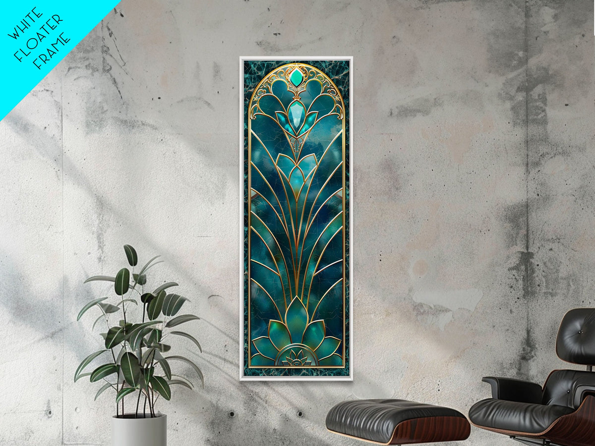 Art Deco Stained Glass Print, Framed Canvas