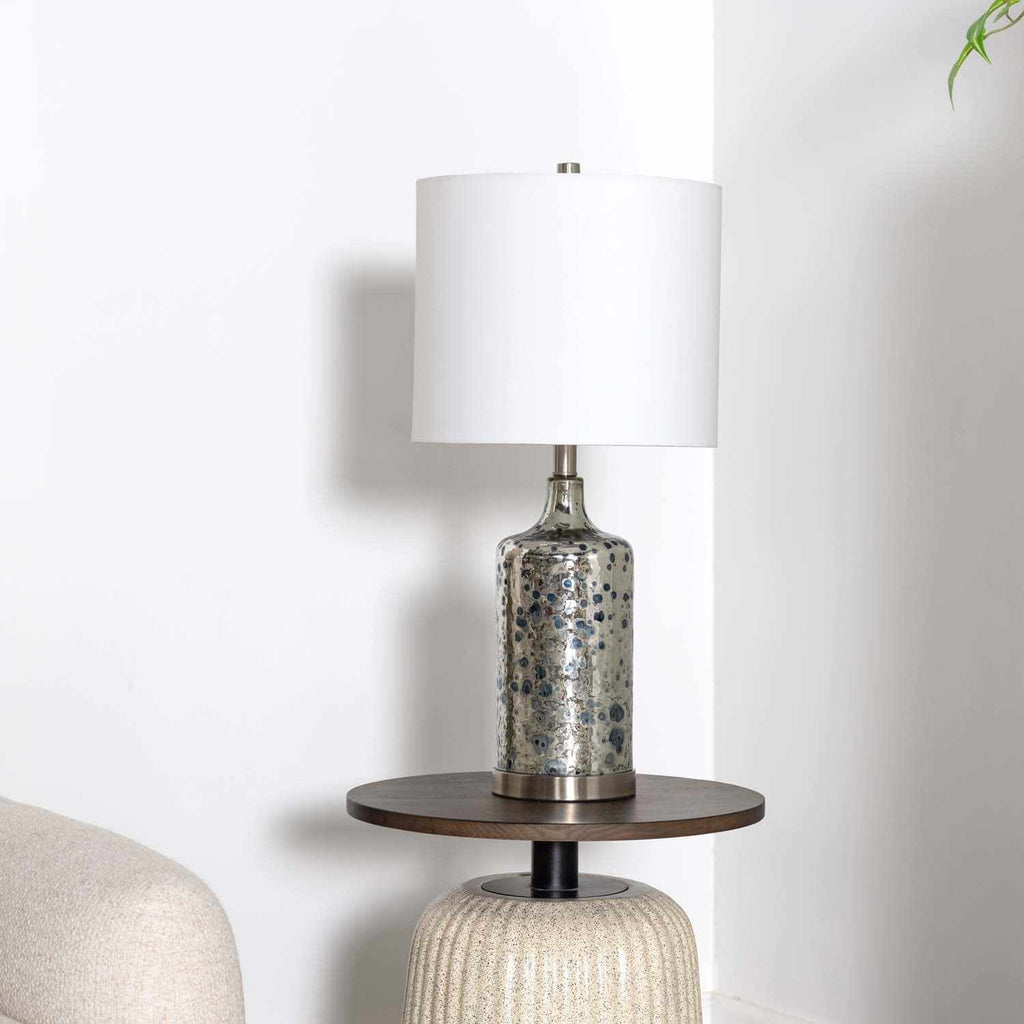 Lentner Ribbed White Ceramic Table Lamp