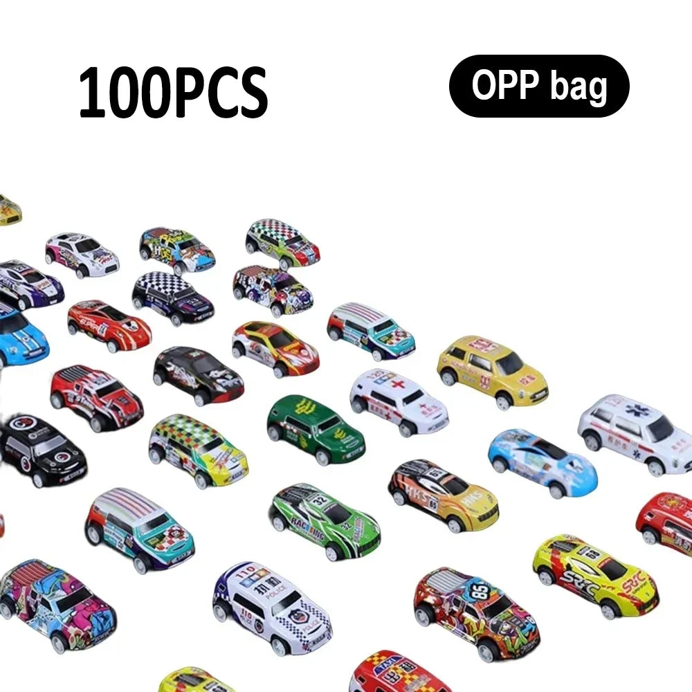 100Pcs Alloy Diecast Mini Cars Model Se Toys for Boys Sliding Inertia Pull Back Vehicle