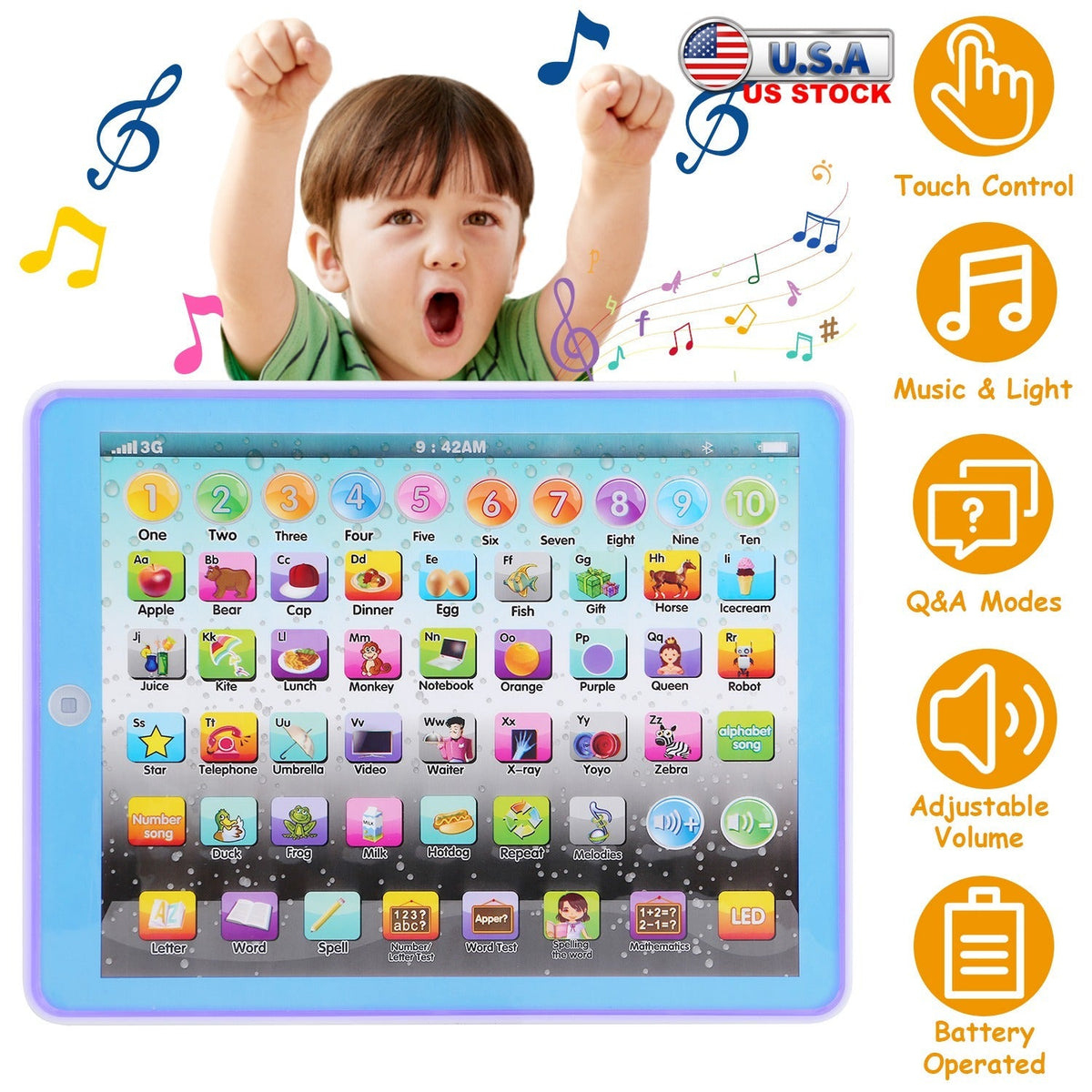 Educational Learning Study Tablet Pad Gift for Aged 2 3 4 5 6 7 Girls Boys