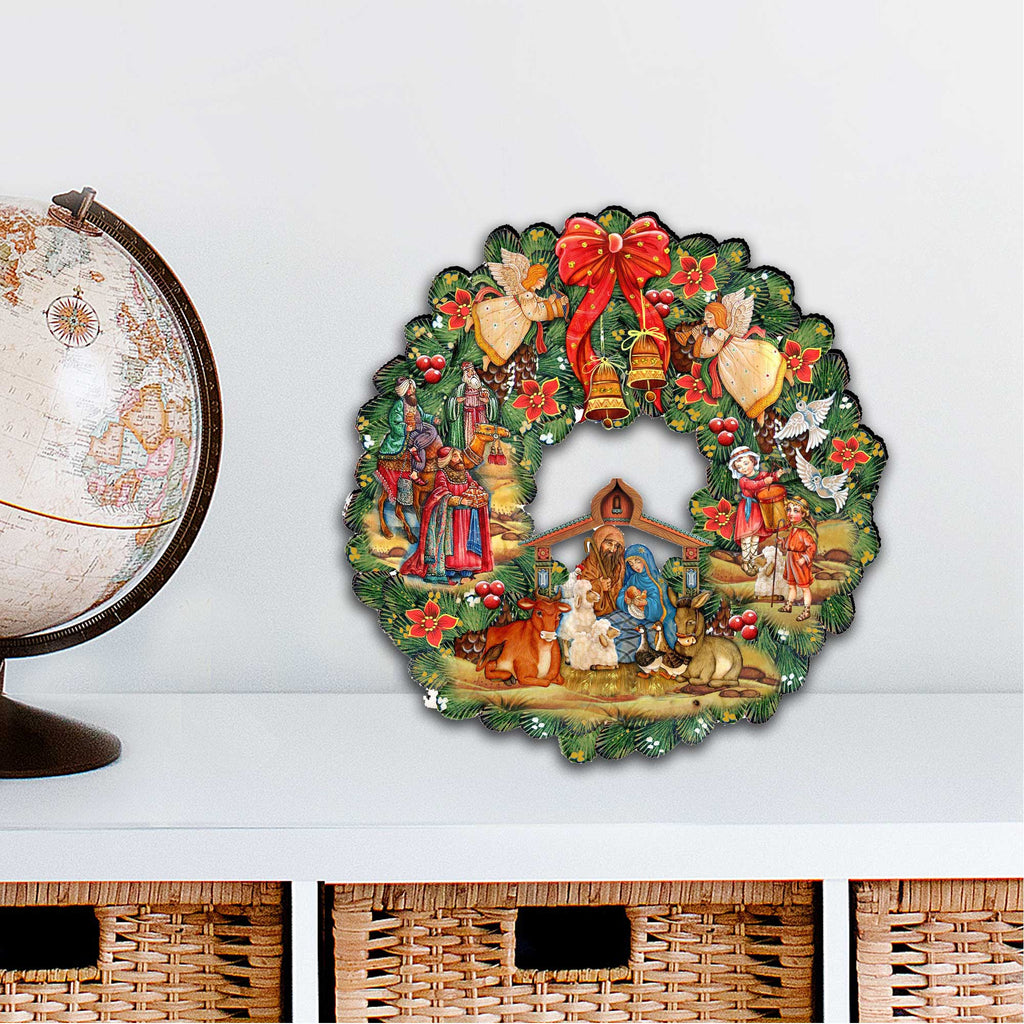 Nativity Holiday Door Wreath by G. DeBrekht - Nativity Holiday Decor - 8185314H