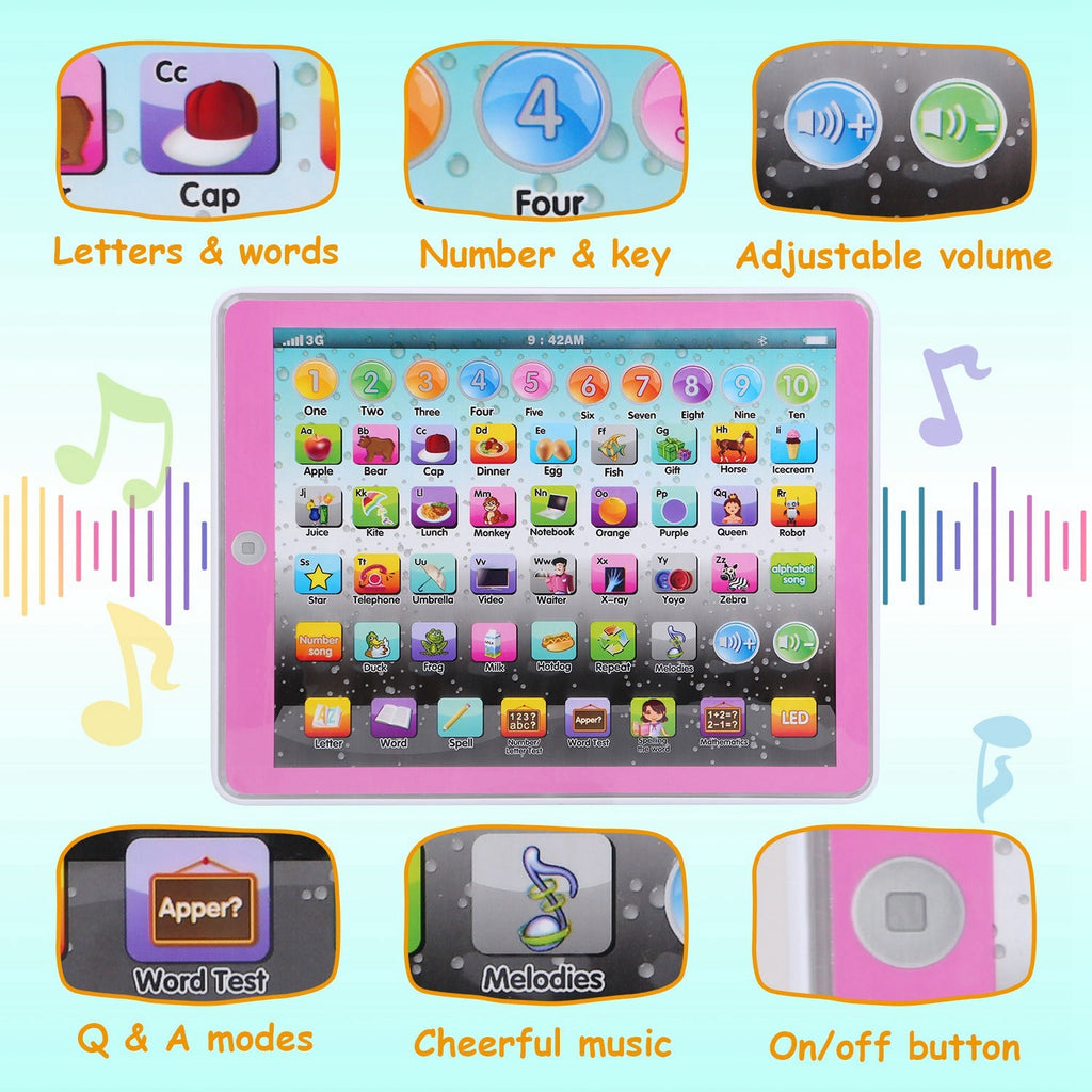 Educational Learning Study Tablet Pad Gift for Aged 2 3 4 5 6 7 Girls Boys