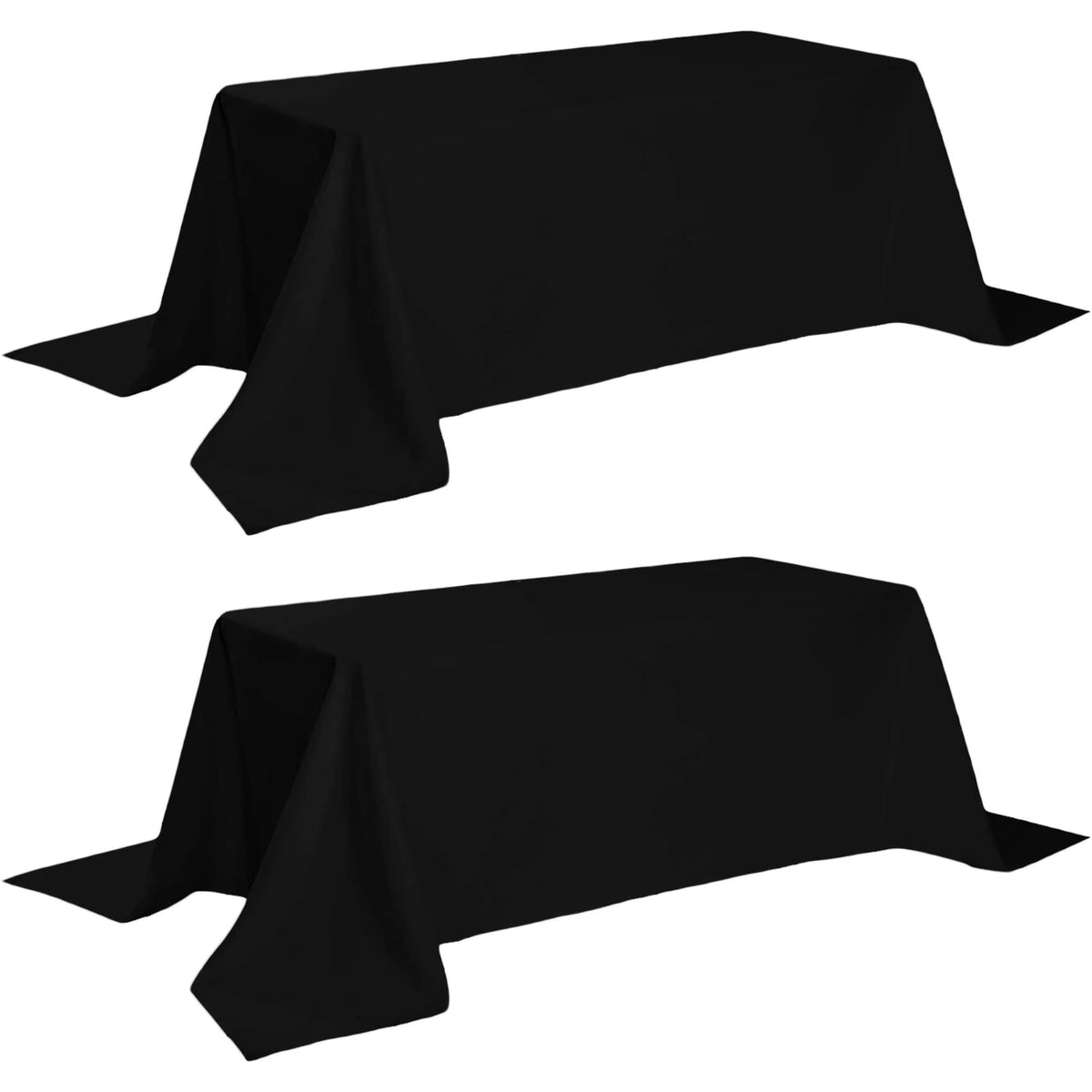 2 Pack Black Tablecloth 90x132 in 6 Ft Rectangle Table Polyester