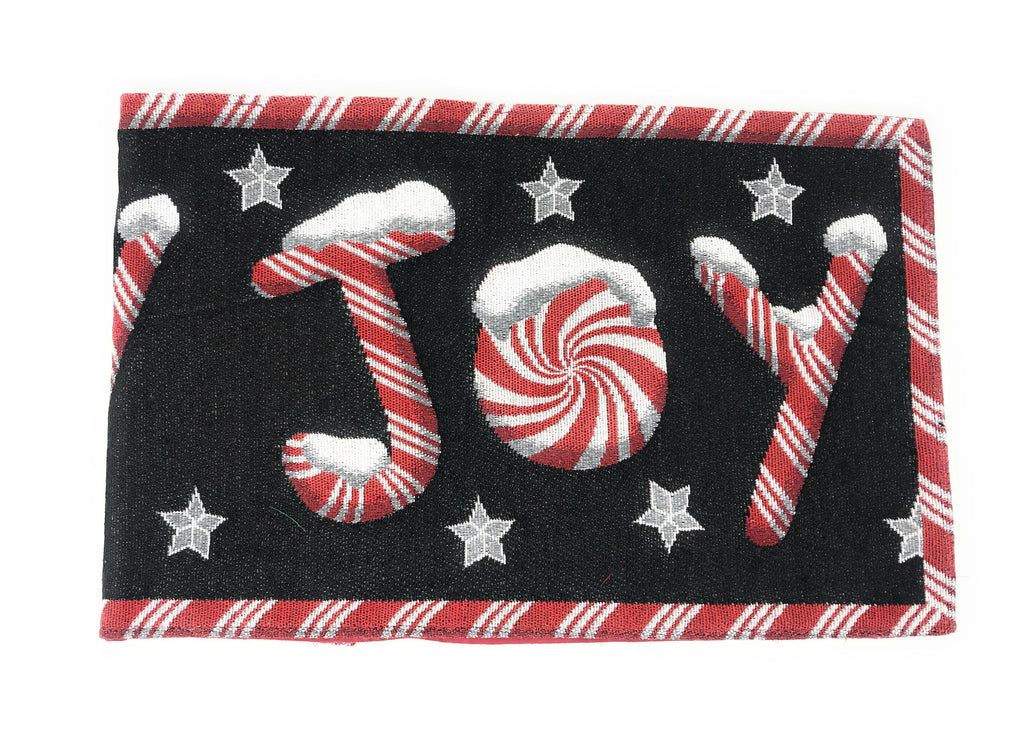 DaDa Bedding Peppermint Joy Red Black Holiday Tapestry Dining Table Runner (12904)