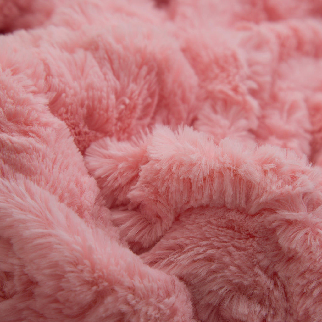 DaDa Bedding Luxury Blossom Pink Rose Buds Pink Sherpa Backside Faux Fur Throw Blanket (BL-171752)